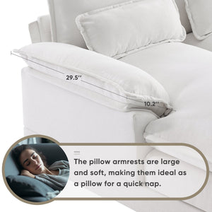 English Elm 123*55" Modern U-shaped Sofa with Console and Cupholders, USB Ports, Storage, Plush Chaise Luxury White GS008804AAA