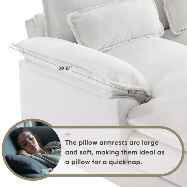 English Elm 123*55" Modern U-shaped Sofa with Console and Cupholders, USB Ports, Storage, Plush Chaise Luxury White GS008804AAA