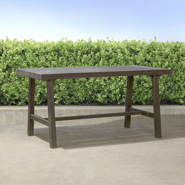 English Elm Miami Outdoor Patio Picnic Dining Table - 100% Acacia Hardwood, Durable Weather-Ready Design, 59" L Gray Wash B093P401105