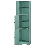 English Elm Tall Bathroom Corner Cabinet, Freestanding Storage Cabinet With Doors and Adjustable Shelves, Mdf Board, Green