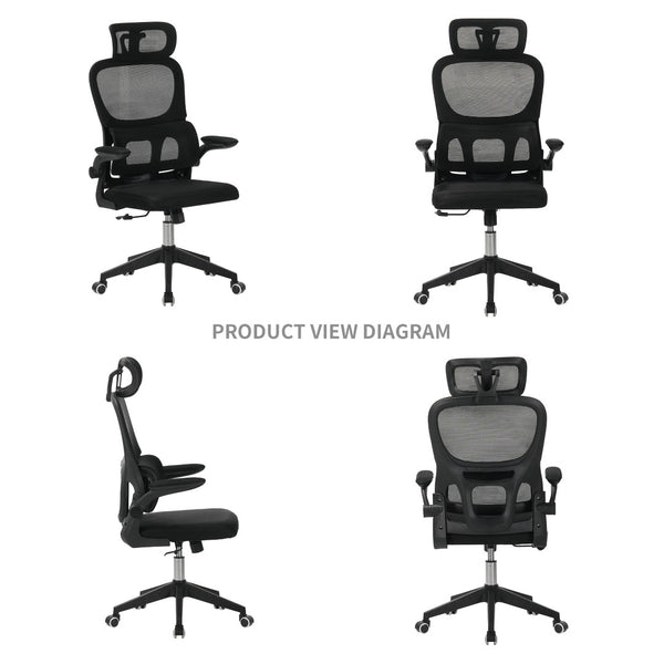 English Elm High Back Mesh Ergonomic Task Chair with 3d Headrest Lumbar Support for Home Office W3851P407538