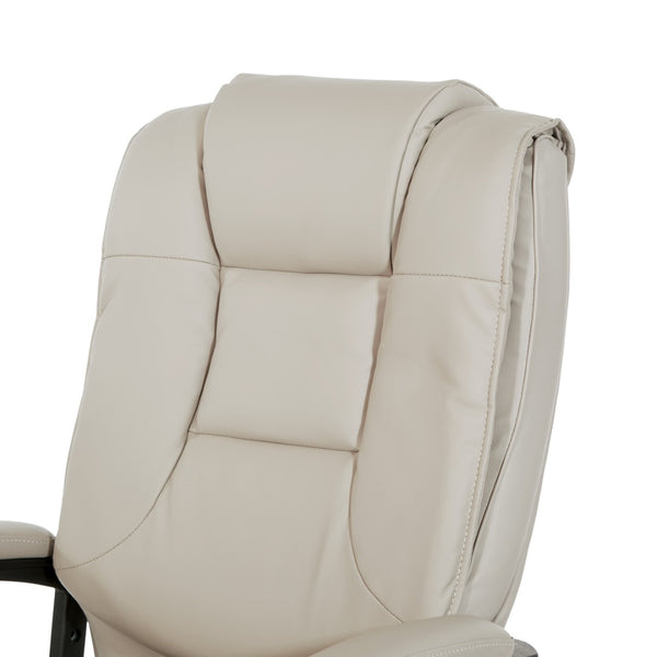 OSP Home Furnishings High Back Bonded Leather Office Chair with Lumbar Support and Ergonomic Padded Seat Taupe EC5162-EC21