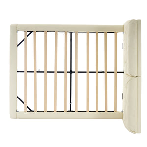 English Elm Christopher Knight Home® - Queen Plush Leather Upholstered Bed Frame with Wingback Headboard, Wavy Footboard, Quiet Support White 37.59 L x 32.25 W x 13 H N761S0000022W
