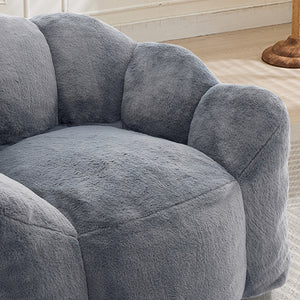 English Elm Lotus memory foam bean bag sofa with pull ring — anti-fouling faux fur, non-slip base, cozy support Gray W2311P357141