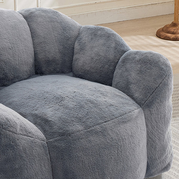 English Elm Lotus memory foam bean bag sofa with pull ring — anti-fouling faux fur, non-slip base, cozy support Gray W2311P357141