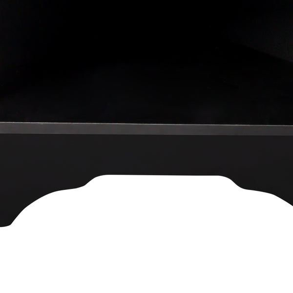 English Elm ON-TREND Minimalist Corner Hall Tree with Shoe Bench and 4 Hooks, Space-Saving Entryway Organizer Black N721P189665B