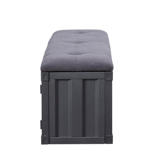 English Elm Cargo Industrial Storage Bench with Padded Seat, Metal Doors & Open Compartment for Entryway Decor Gray,Gunmetal 61 L x 19 W x 10 H B2726P263379