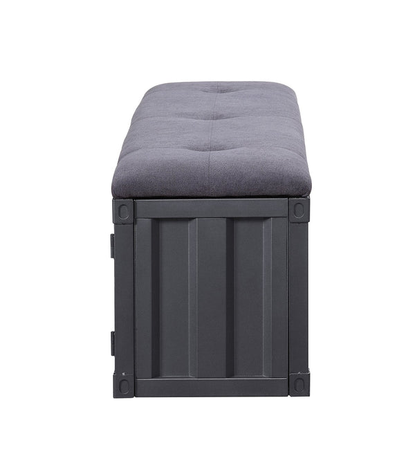 English Elm Cargo Industrial Storage Bench with Padded Seat, Metal Doors & Open Compartment for Entryway Decor Gray,Gunmetal 61 L x 19 W x 10 H B2726P263379