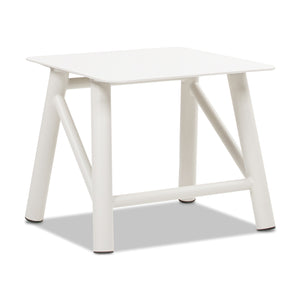 English Elm Jennifer Taylor Home - Atlas Light Beige 19.5" Square Outdoor Patio Side Table – Rust‑Resistant Aluminum, Matte Finish, Stable Design B2719P318948