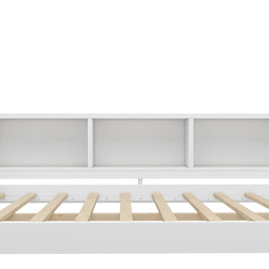 English Elm Full Size Daybed With Trundle & Desk, Solid Pine Frame, Storage Drawers, Modern White Design W1580S00205