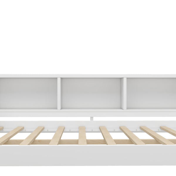English Elm Full Size Daybed With Trundle & Desk, Solid Pine Frame, Storage Drawers, Modern White Design W1580S00205