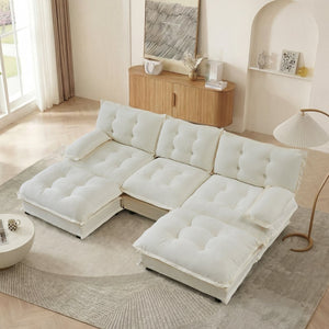 English Elm 107" U-shaped Chenille Modular Sectional with Ottomans Deep Sink Cloud Sofa W714S01679