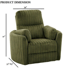 English Elm Power Power Glider Recliner with Swivel, Smooth Glide Motion, Power Recline Button, Plush Pillow Seat, Vibrant Upholstery Accents for Modern Living Room Olive Green 39 L x 32 W x 26 H B2741P391200