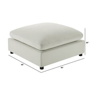 English Elm Caylie Ivory Fabric Ottoman — Plush 41" Square Removable Covers, Hardwood Frame, Pet-Friendly Comfort B050P406807