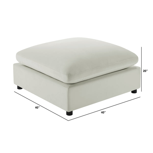 English Elm Caylie Ivory Fabric Ottoman — Plush 41" Square Removable Covers, Hardwood Frame, Pet-Friendly Comfort B050P406807