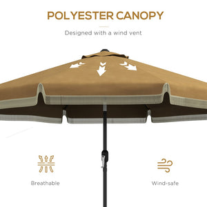 English Elm Outsunny 9Ft Ruffled Patio Umbrella With Crank & Tilt, Stylish Sunshade For Gardens, Decks & Pools W2225P200641-GIGA