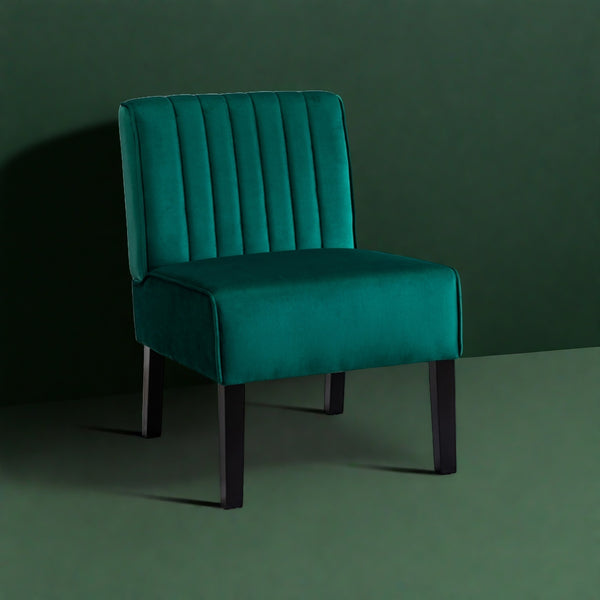 English Elm Reese Mid Century Modern Velvet Accent Chairs Set of 2 — Channel Tufted Comfort with Solid Wood Legs and Luxurious Upholstery Green B2735P271029