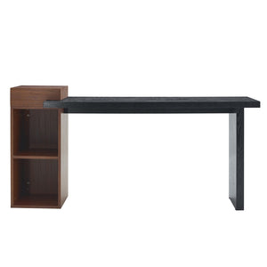 English Elm Modern Wood Grain Console Table with Two Tier Shelving for Entryway or Living Room Black,Walnut W3875S00031