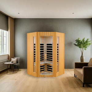 English Elm Two Person Hemlock Wood Far Infrared Home Sauna with Bluetooth and Led Lighting W2611P175995