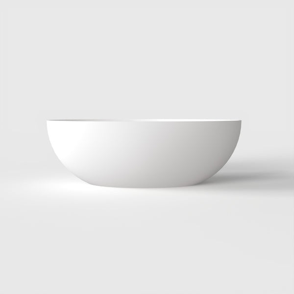 English Elm 67 Inch Freestanding Solid Surface Soaking Tub Matte White Seamless Bathing Sanctuary W1613P355467