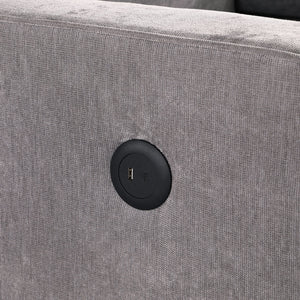 English Elm Upholstery Grey Sectional Sofa Bed with Storage Chaise, Built-in USB, Cup Holders, Chenille Comfort W1099S00151