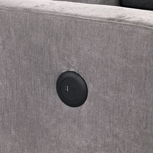 English Elm Upholstery Grey Sectional Sofa Bed with Storage Chaise, Built-in USB, Cup Holders, Chenille Comfort W1099S00151