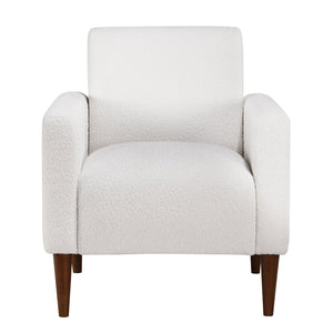 English Elm Caius Boucle Arm Chair in White — Pocket Spring Comfort, Solid Tapered Wood Legs, Modern Accent B050P229977