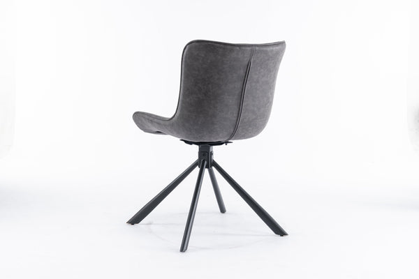 English Elm Mid-Century Modern Swivel Wingback Dining Chair Set Of 2 - Elegant Leather Accent Chairs In Dark Gray T3903P405992