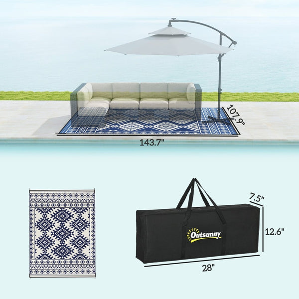 English Elm Outsunny Reversible Polypropylene Outdoor Rug Geometric Pattern Waterproof Patio Camping W2225P485554