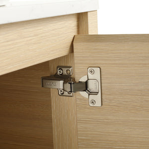 English Elm 24'' Sleek Wall-Mounted Bathroom Vanity With Ceramic Vessel Sink & Soft-Close Door For Small Spaces W999S00459