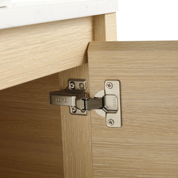 English Elm 24'' Sleek Wall-Mounted Bathroom Vanity With Ceramic Vessel Sink & Soft-Close Door For Small Spaces W999S00459