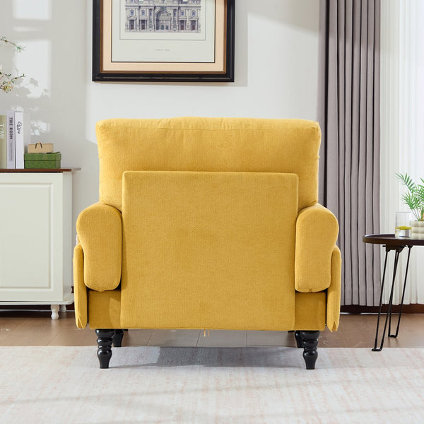English Elm Modern Chenille Recliner Chaise Lounge Sofa Chair with High-Resilience Foam, Wide Seat, 550lb Capacity Mustard yellow W395P371336