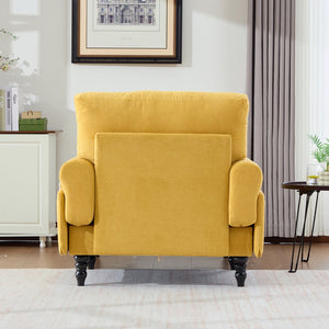 English Elm Modern Chenille Fabric Recliner Chaise Lounge Sofa with High-Resilience Foam, 550LB Capacity, Cozy Plush Backrest and Armrests for Living Room Relaxation Mustard yellow W395P371336