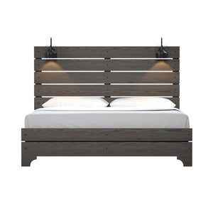 English Elm Wallace & Bay - Wallace & Bay  Junipe Brown King Bed With Lights