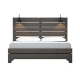 Wallace & Bay Modern Farmhouse Style Junipe Brown King Bed with Lights, Easy Assembly, 80.50 x 84.00 x 62.00