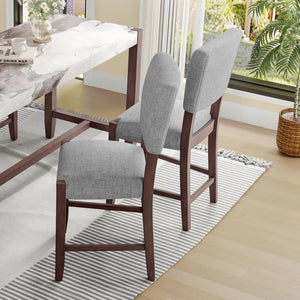 English Elm Mid Retro Counter Stools Set of 4 — Linen Upholstered Backed Bar Chairs with Solid Wood Legs, Durable 250lb Capacity Grey N752P269653E