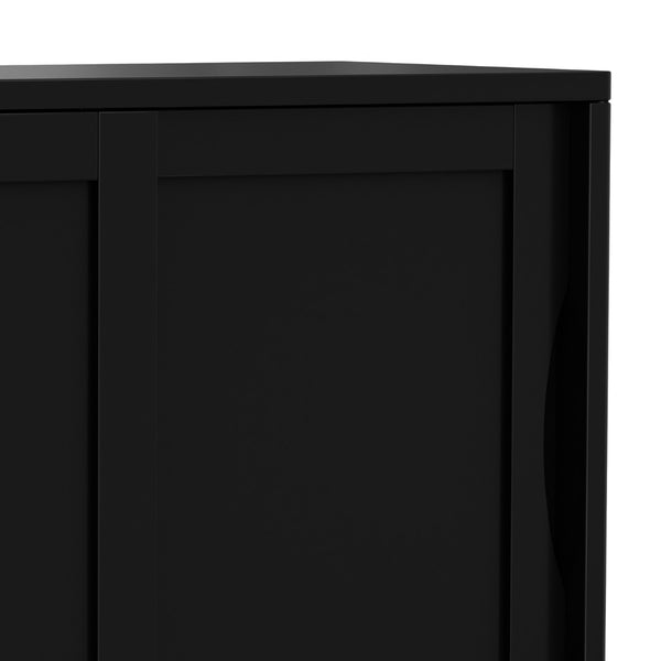 English Elm Harper Rubberwood Low Cabinet Mid-century Modern Sliding Doors Adjustable Shelved Storage B136P436061