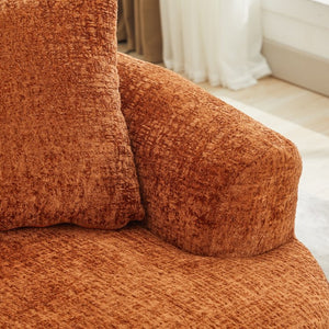 English Elm Curved Chenille Loveseat with Memory Foam Seating and Three Pillows for Compact Spaces Orange W2915P324470