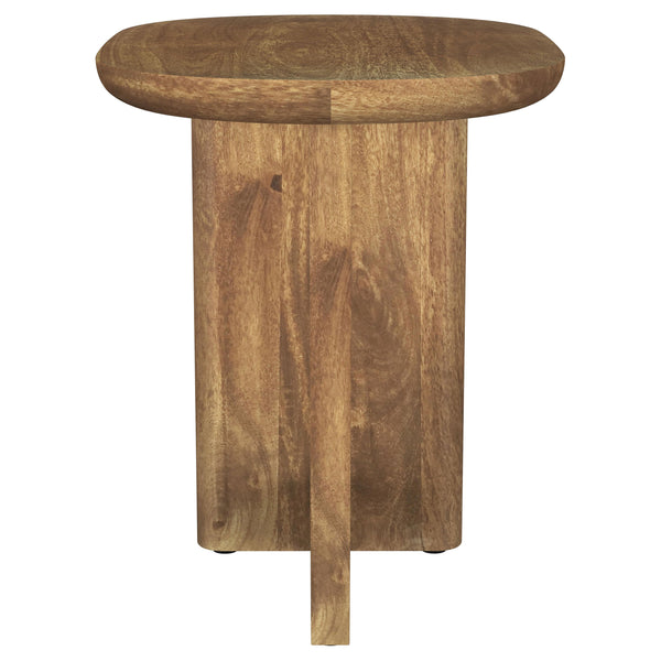 English Elm Alamitos Sculptural Mango Wood Side Table in Rich Brown with L-Shaped Legs, Artistic Rounded Rectangle Design B062P299785