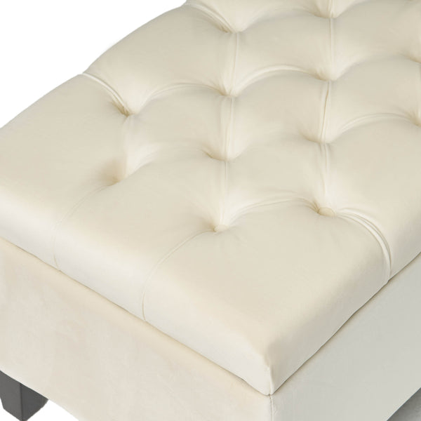 English Elm Christopher Knight Home® - Button Tufted Diamond-Stitched Storage Ottoman Bench with Soft-Close Hinge, Removable Legs, 52" Largo Beige N769P227940I