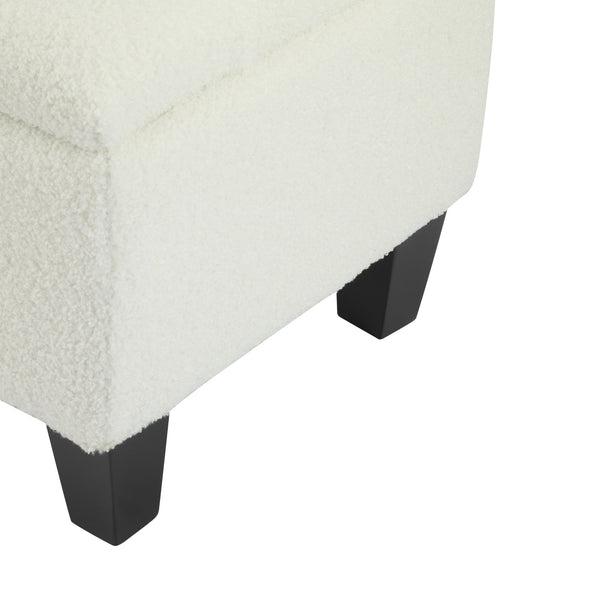 English Elm Christopher Knight Home® - Ottoman tufted storage bench with boucle cushion, diamond stitch elegance, soft-close lid, sturdy legs White N779P294331W