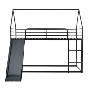 English Elm Twin Metal Tube Bunk Bed Frame for Kids Durable Sturdy Construction Safe Space-Saving Design Black W420P256561