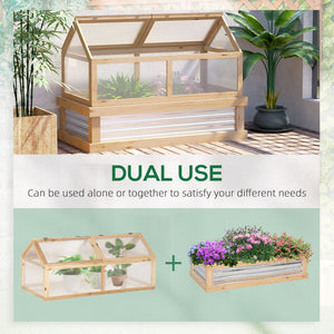 English Elm Outsunny Raised Garden Bed With Polycarbonate Greenhouse, Versatile Cold Frame For Year-Round Growth W2225P200936-GIGA