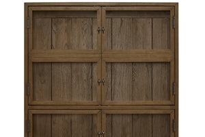 English Elm Bookcase with Glass Paned Doors Hickory Veneer Shelving for Study or Living Room B2699P443194