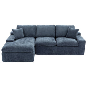 English Elm Cloud Modular Sectional Sofa with Double-Layer Cushioning, Deep 21.5" Seat, Chenille Upholstery & Side Pockets Blue N719S001980C