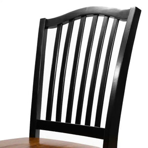 English Elm Simple Wooden Dining Chairs Set of 2 Antique Oak Finish Turned Black Legs Country Warm B011P491067