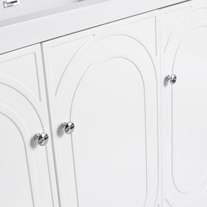 English Elm 48" Freestanding Bathroom Vanity with Thick Resin Sink, Soft-Close Doors, Adjustable Shelves, Durable Finish White W999S00275