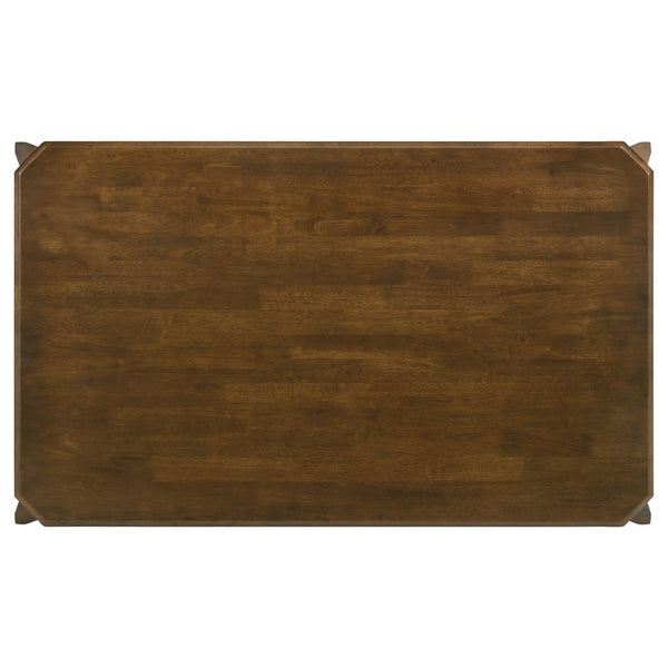 English Elm Warren Rubberwood Rectangular Dining Set Seats Four with Upholstered Chairs Modern B062S01393