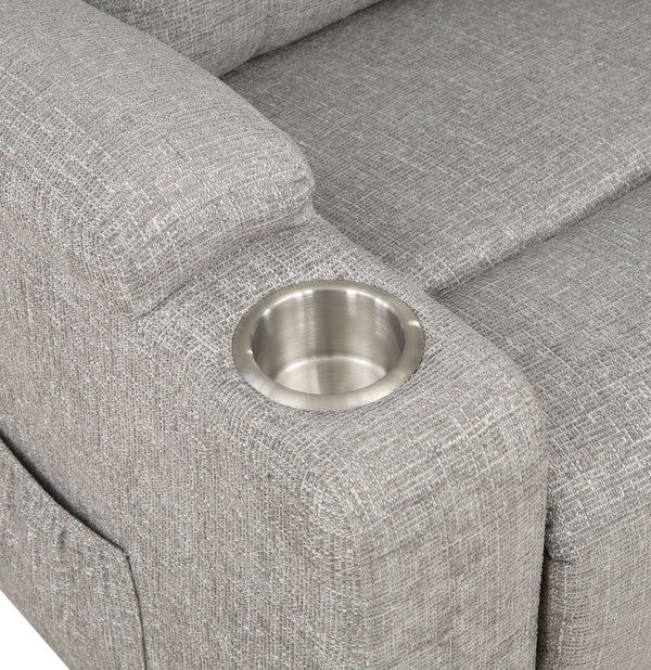 English Elm Light Gray Plush Chenille Recliner with Power Lift, Massage, Dual Cup Holders & Pocket Coil Comfort B2726P405681