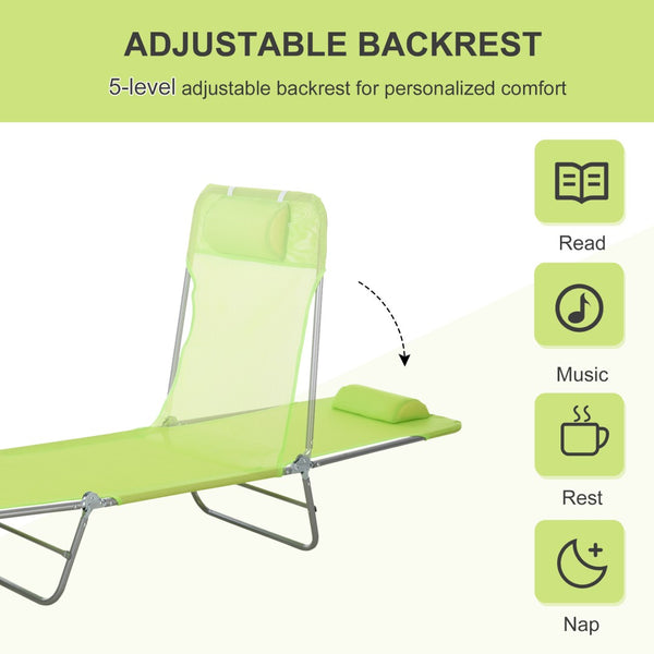 English Elm Sun Lounger Outdoor Folding Chaise with Mesh Surface Steel Frame and Adjustable Backrest T3971P382990